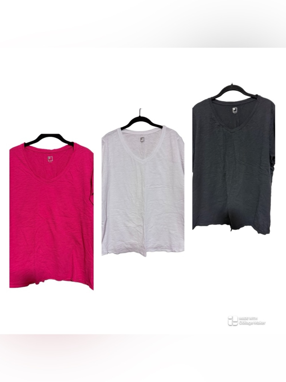Bundle of (3) JCP Short Sleeve T-Shirts, Size 2XL, Black/White/Hot Pink